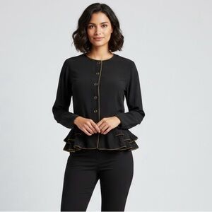 Vintage Silk Peplum with Gold Trim Top
